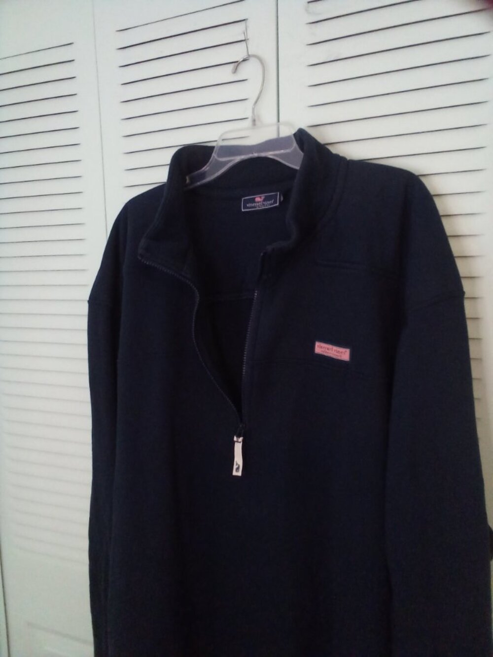VINYARD VINES by SHEP & IAN 4XLT NAVY 1/4 ZIP COTTON SWEATSHIRT RIBBED COLLAR - Picture 2 of 11